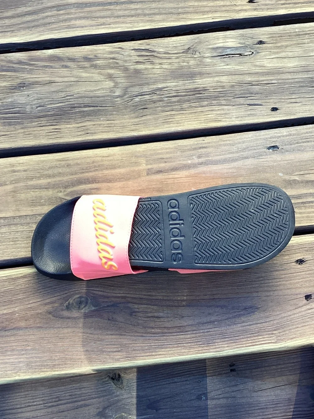 adidas Kids Coral Pink and Black Slide Sandals